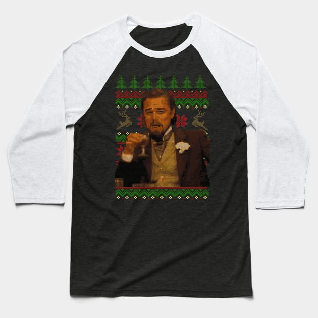 Dicaprio Drinking Meme - Ugly Sweater Baseball T-Shirt by Polomaker